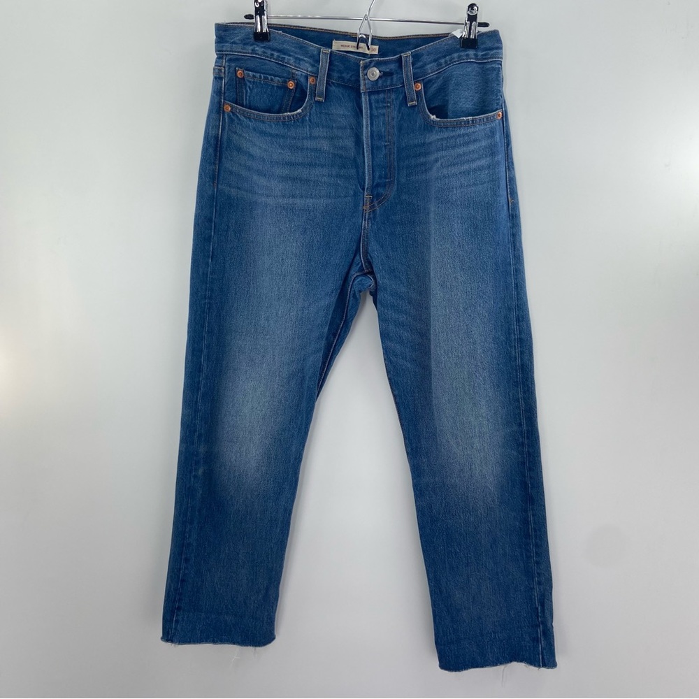 Levi’s Wedgie Straight Button Fly Jeans Raw Hem 100% Cotton Size 30